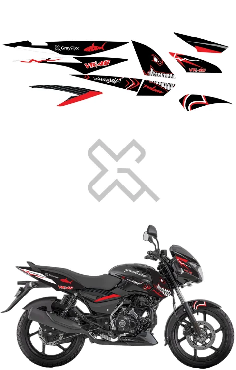 Shark 46 Edition Sticker Compatible with Pulsar 125/150/180 | Printed In Premium Gloss Vinyl With FPF(Fade Protection Film), Water Proof, Precut Sticker, Pack Of 1 Compatible with Both Side